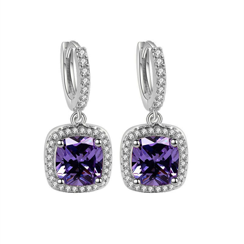 Aretes Arracada Zirconia de Colores Chapa de Oro
