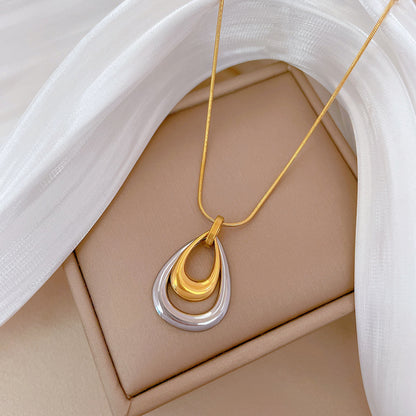 Collar Oro-Plata Gota Hueca Acero Inoxidable 2P1