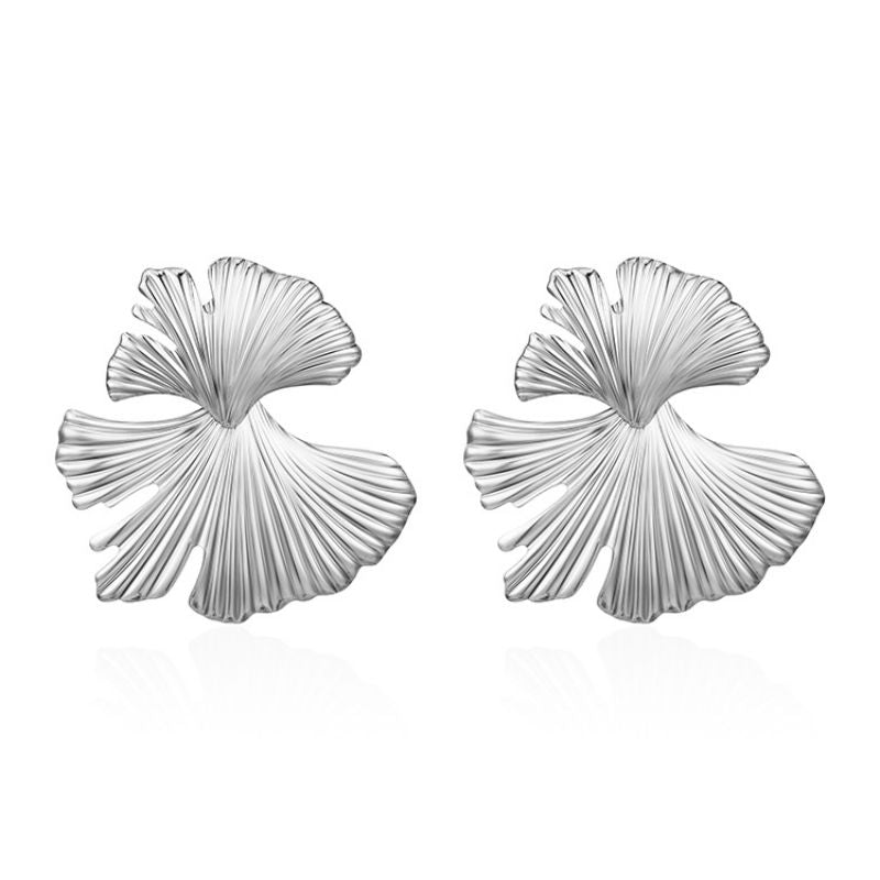Aretes Plateados Flor Irregular Acero Inoxidable 1V1