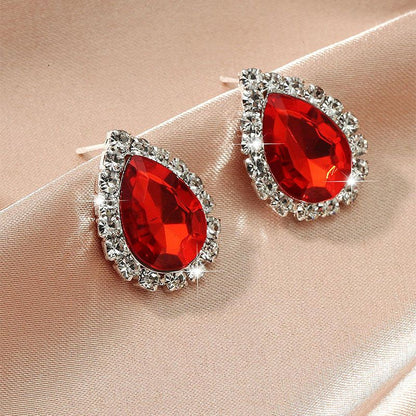 Aretes Zirconia Roja Brillante Chapa de Oro 1t7