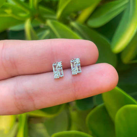 Aretes Zirconias Blancas Chapa de Oro R784