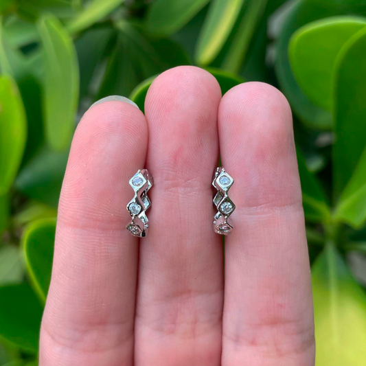 Aretes Arracada Zirconia  Chapa de Oro AZ80