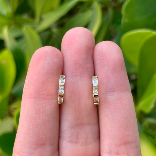 Aretes Arracada Zirconia Chapa de Oro R740