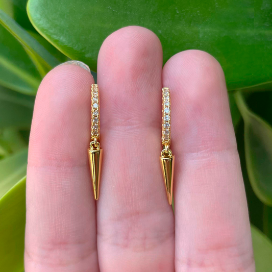 Aretes Picos Dorados Chapa de Oro Az439