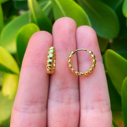 Aretes Arracada Dorada Chapa de Oro R728