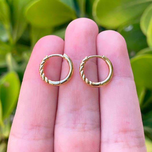 Aretes Arracada Dorada Chapa de Oro Az191