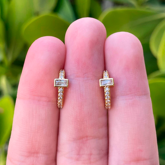Aretes Arracada Zirconias Chapa de Oro Az423