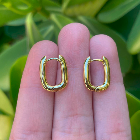 Aretes Arracada Dorada Chapa de Oro R773