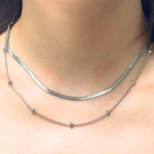 Collar Layer Plateado  Acero Inoxidable  1G8