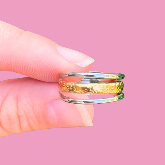 Anillo Oro-Plata Ajustable Acero Inoxidable 1F5