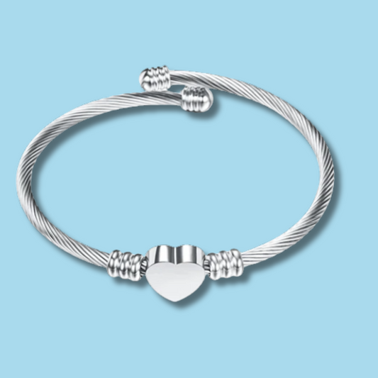 Pulsera Corazón Plateada Acero Inoxidable  1A4