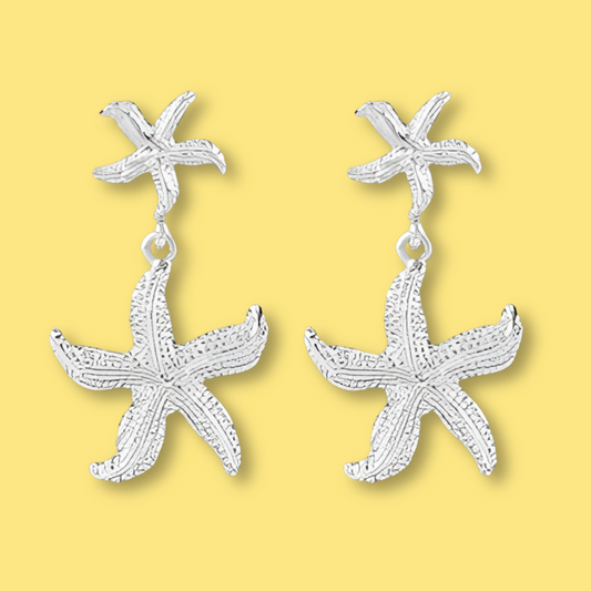 Aretes Estrella de Mar Plateado LU