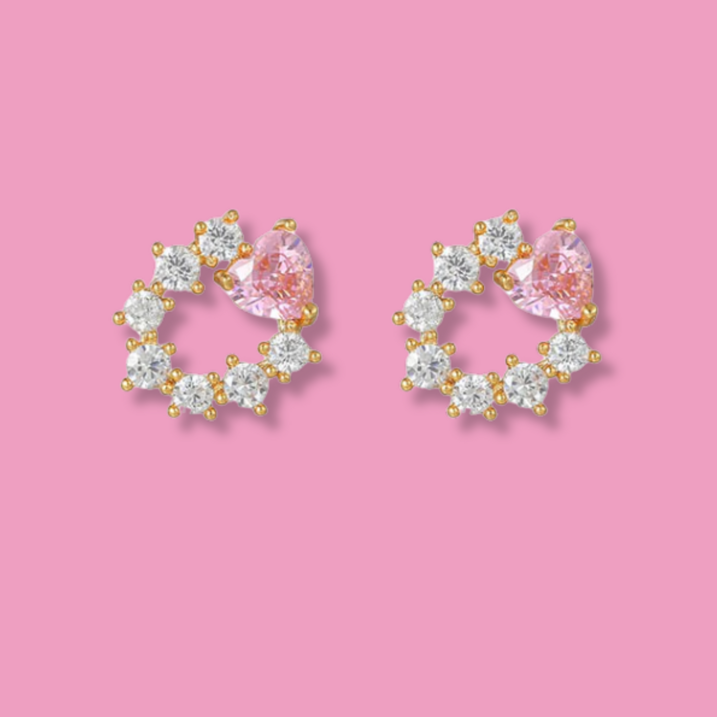 Aretes Mini Aro Zirconias y Corazón 1P3