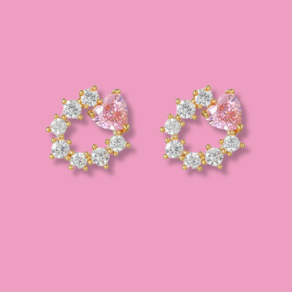 Aretes Mini Aro Zirconias y Corazón 1P3