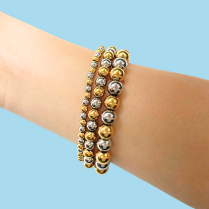 Pulsera Cuentas Esféricas Oro-Plata   2T4