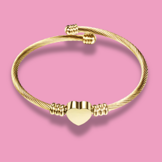 Pulsera Corazón Dorada Acero Inoxidable  4E1