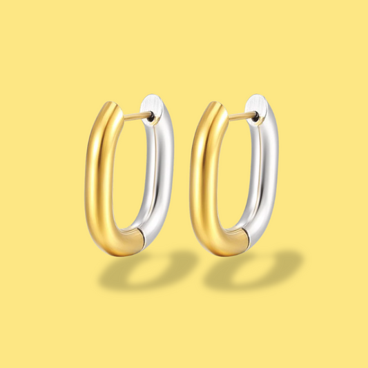 Aretes Arracada Oro - Plata Acero Inoxidable 1o5