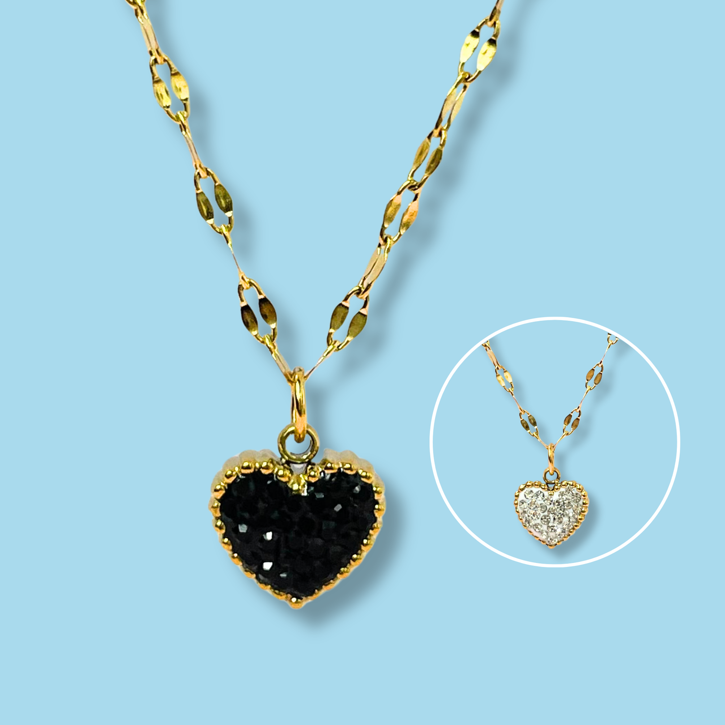 Collar Corazón Doble Vista Acero Inoxidable  2i8