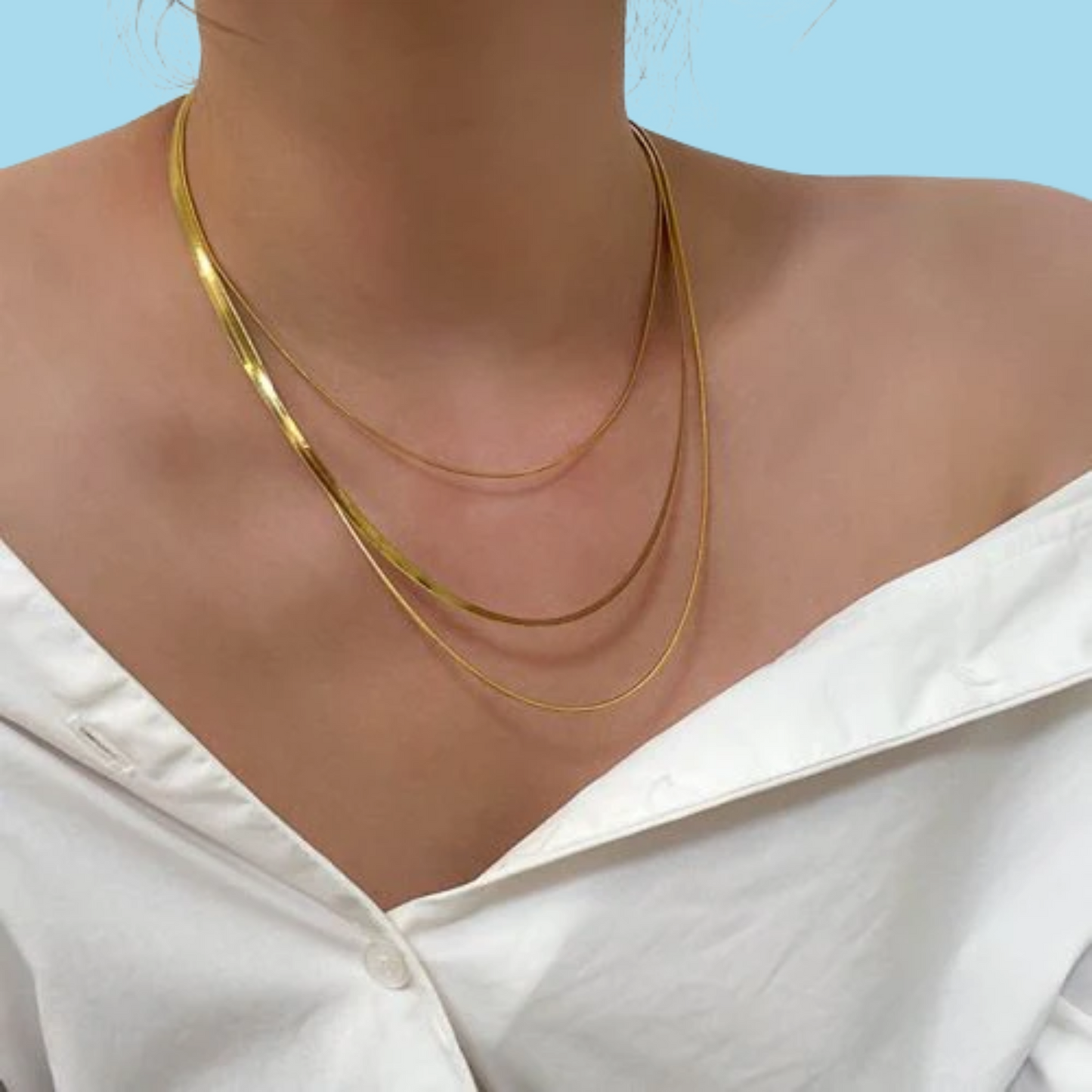 Collar Layer 3 Cadenas Doradas Acero Inoxidable  2F8