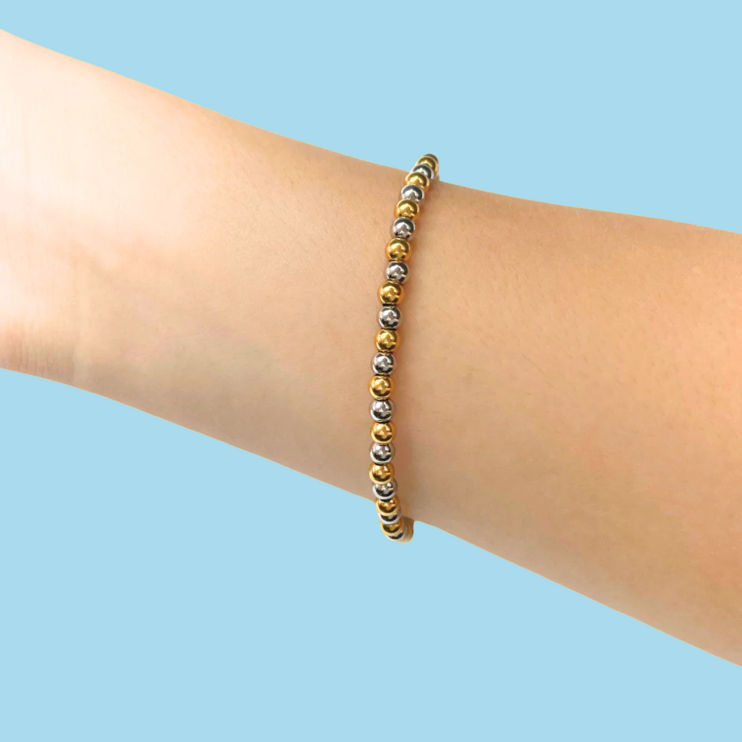 Pulsera Cuentas Esfericas Oro-Plata   2o3