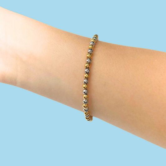 Pulsera Cuentas Esfericas Oro-Plata   2o3