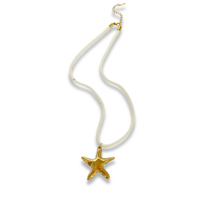 Collar de Cuerda Estrella Dorada Acero Inoxidable 1T4