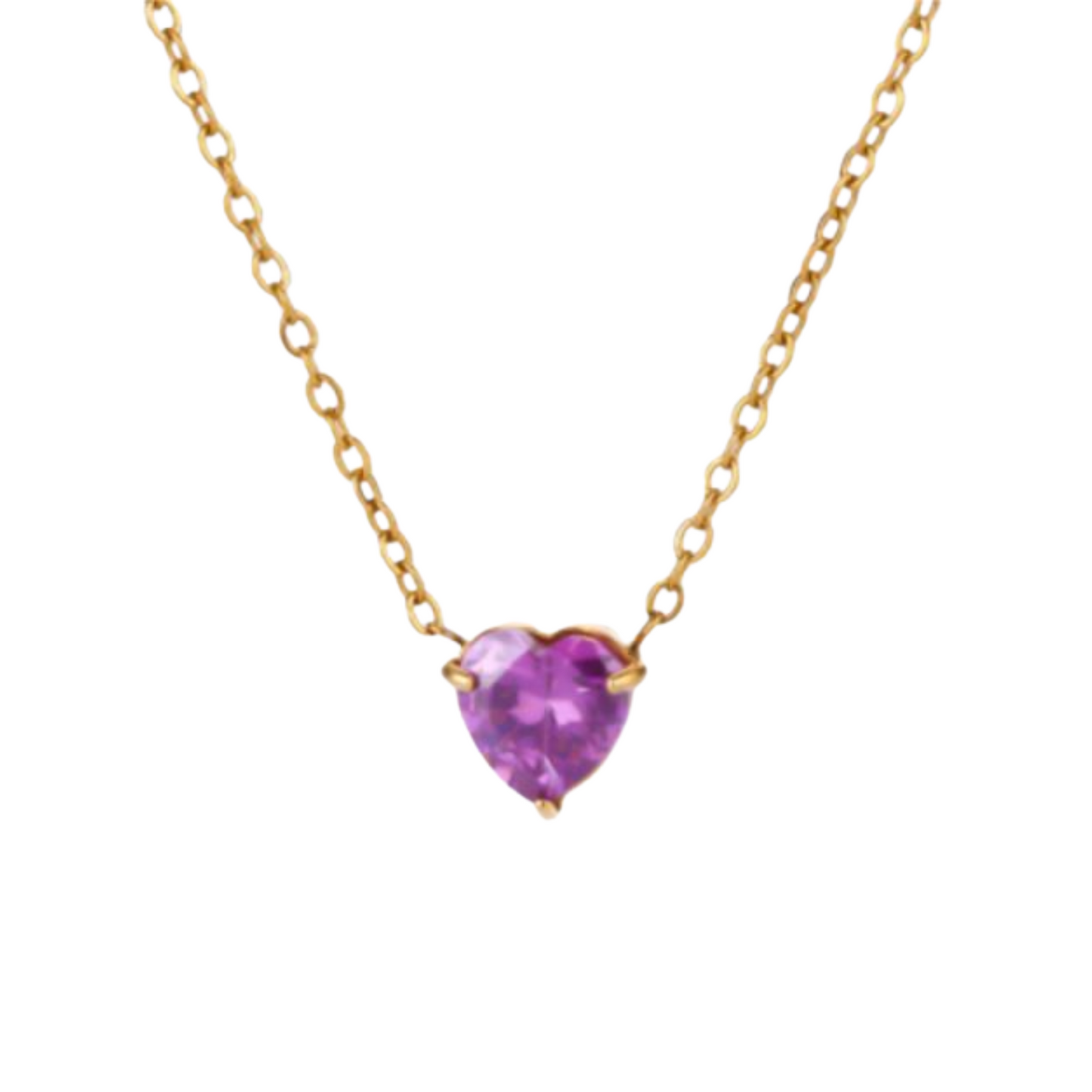 Collar Mes de Corazón de Zirconia Acero Inoxidable