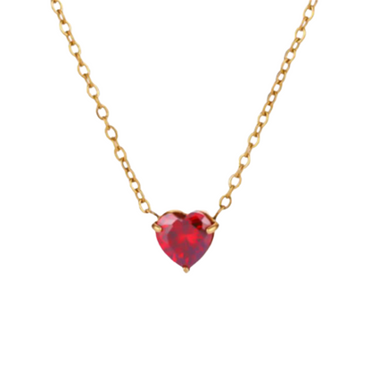 Collar Mes de Corazón de Zirconia Acero Inoxidable