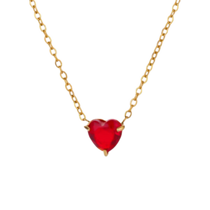 Collar Mes de Corazón de Zirconia Acero Inoxidable