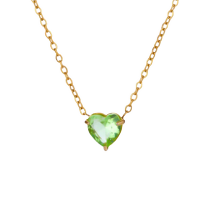 Collar Mes de Corazón de Zirconia Acero Inoxidable