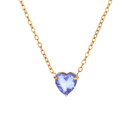Collar Mes de Corazón de Zirconia Acero Inoxidable