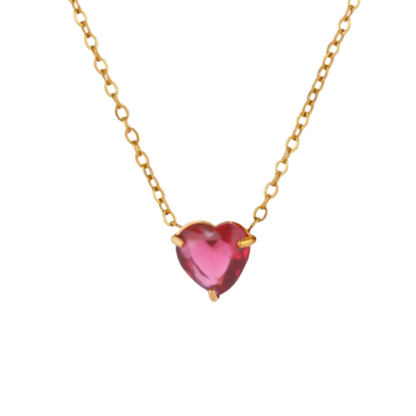 Collar Mes de Corazón de Zirconia Acero Inoxidable