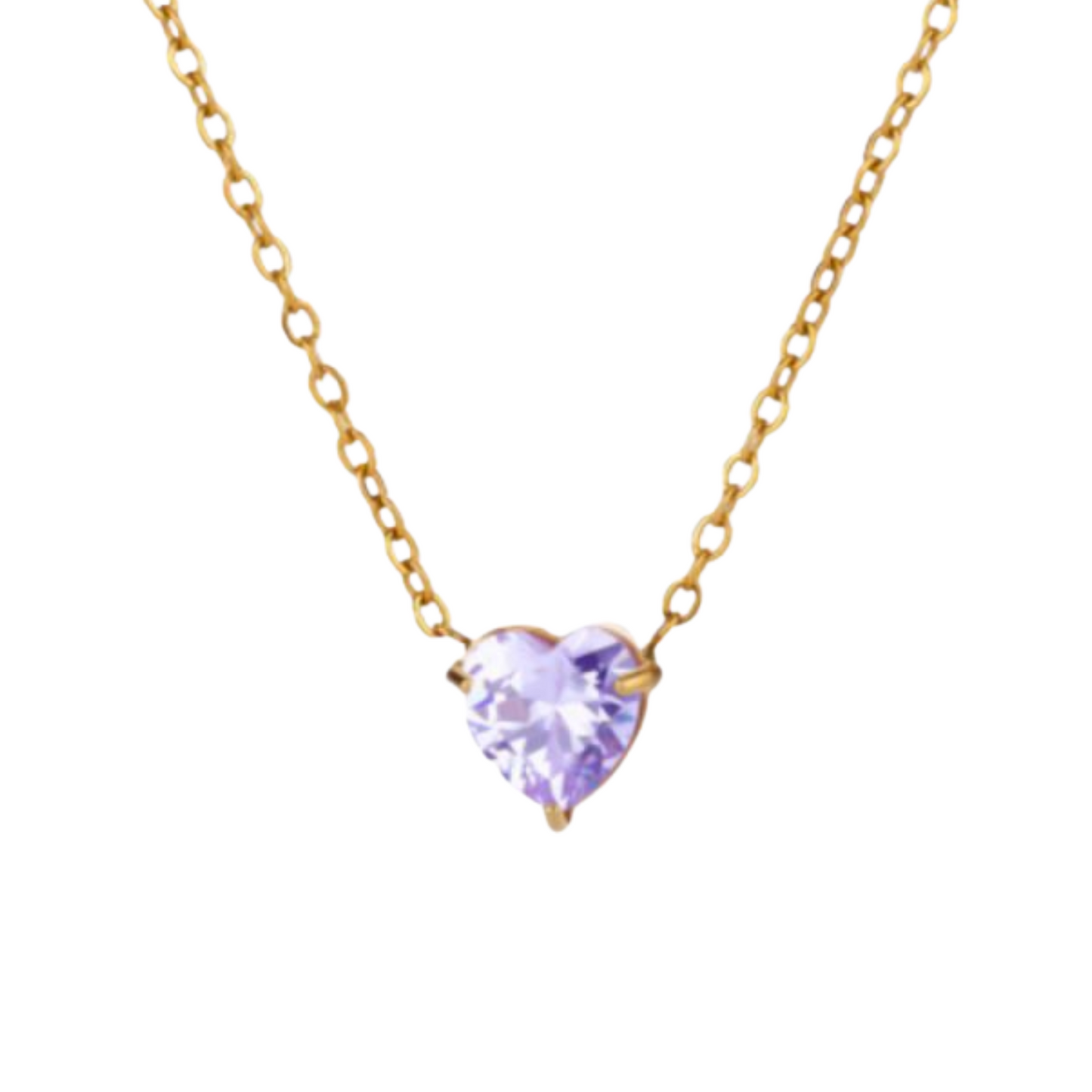Collar Mes de Corazón de Zirconia Acero Inoxidable