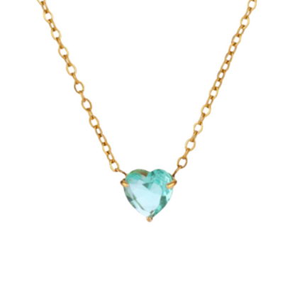 Collar Mes de Corazón de Zirconia Acero Inoxidable