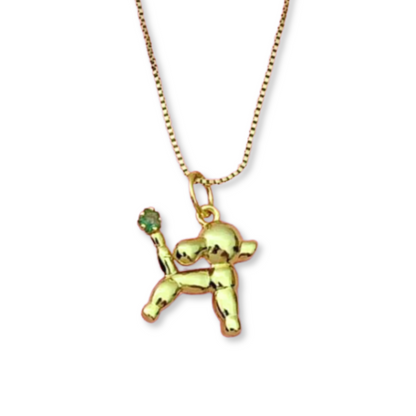 Collar Globo Piedra Verde Chapa de Oro  C612