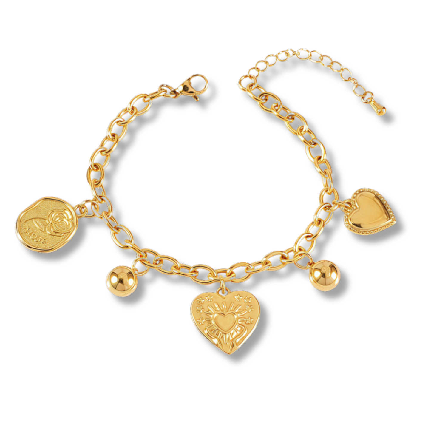 Pulsera Dorada Corazones Acero Inoxidable 1W2