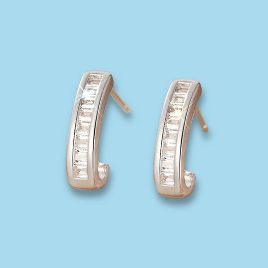 Aretes Arracada Plateada Chapa de Oro Az202