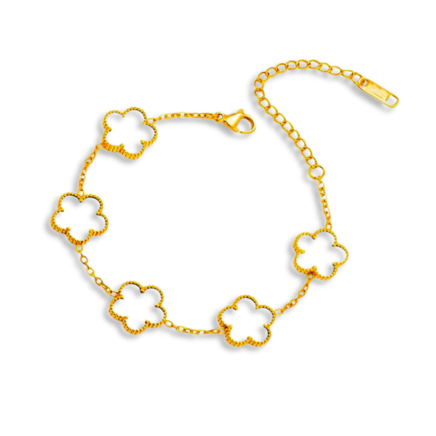 Pulsera Trebol Blanca Acero Inoxidable   1Y8