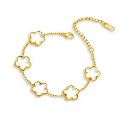 Pulsera Trebol Blanca Acero Inoxidable   1Y8