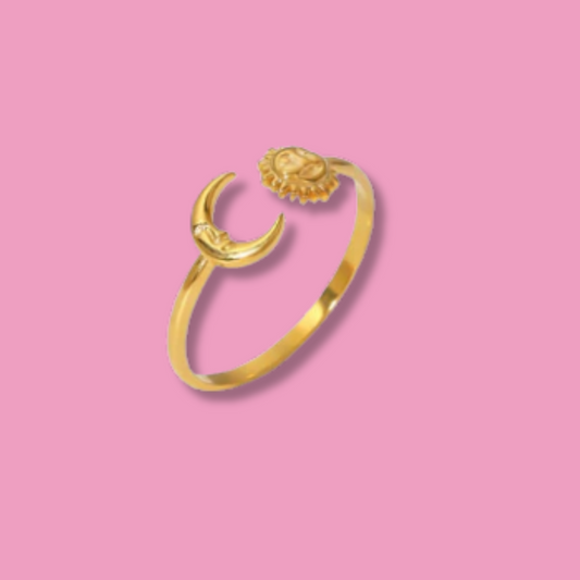 Anillo Dorado Luna Sol Acero Inoxidable  1xx4