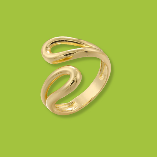 Anillo Ajustable Dorado Chapa de Oro  1Y7