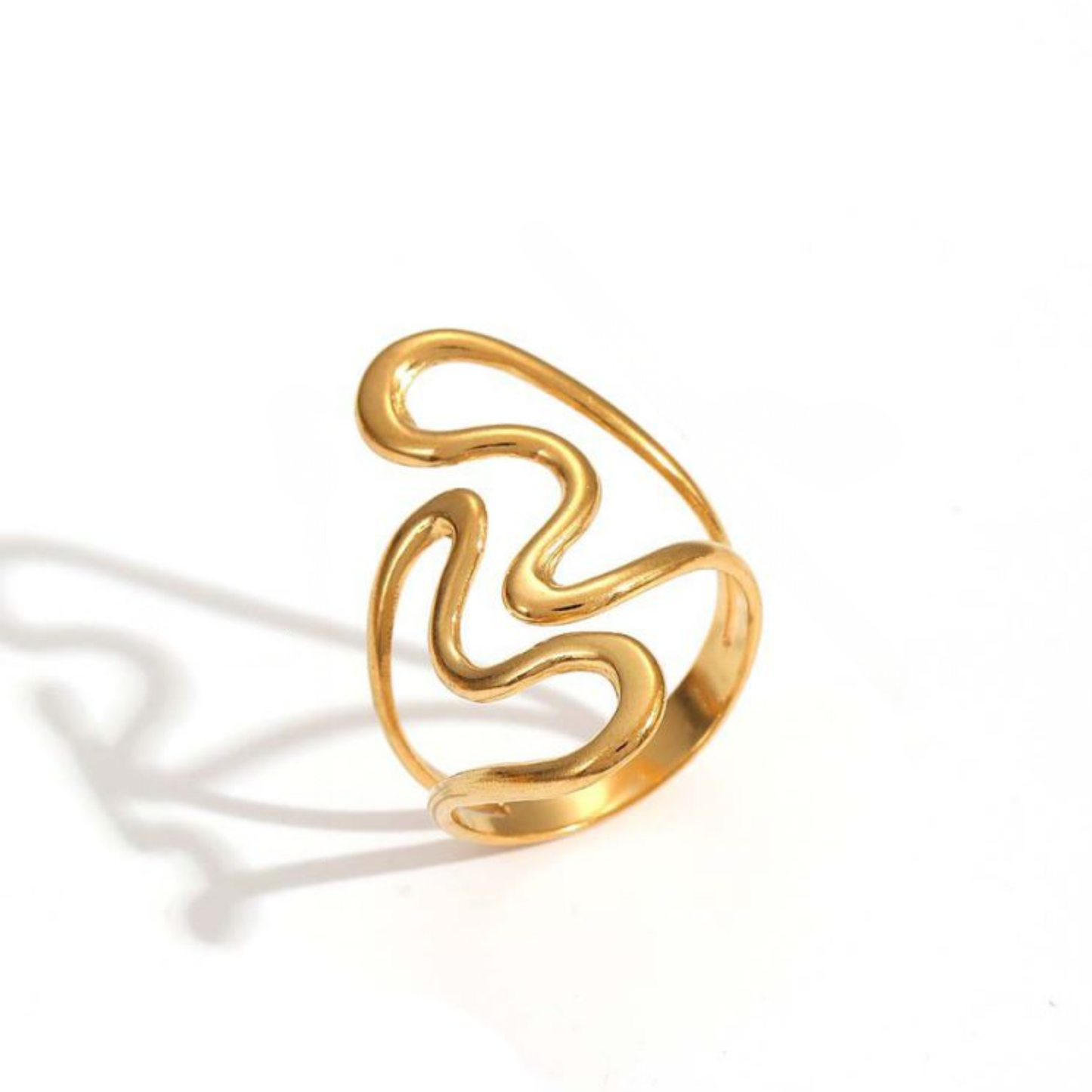 Anillo Dorado Corazones Encontrados Acero Inoxidable 2W5
