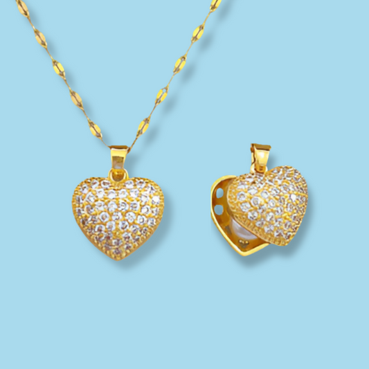 Collar Corazón Brillante Acero Inoxidable  1V2
