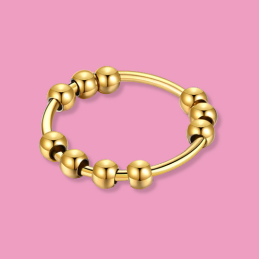 Anillo Anti-Ansiedad Bolitas Giratorias Acero Inoxidable