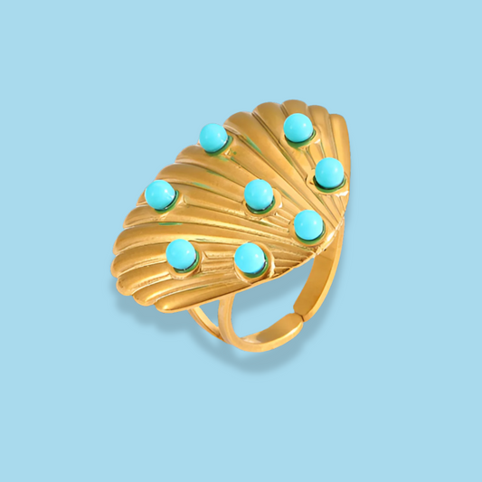 Anillo Gran Concha Blue Acero Inoxidable 1P6