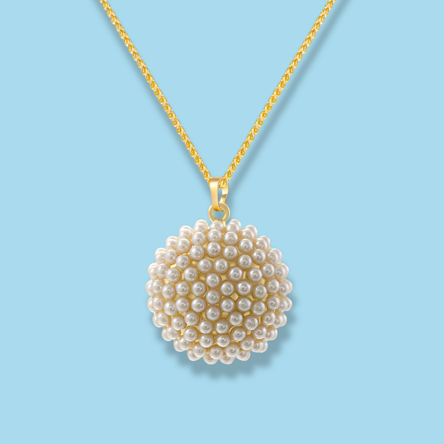 Collar Circulo de Perlas Dorado Chapa de Oro C705