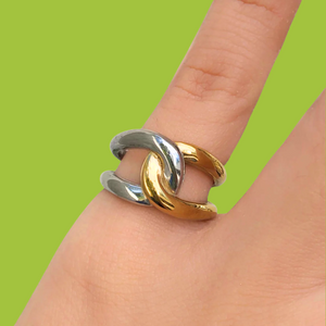 Anillo Oro-Plata Acero Inoxidable Talla 7 R714