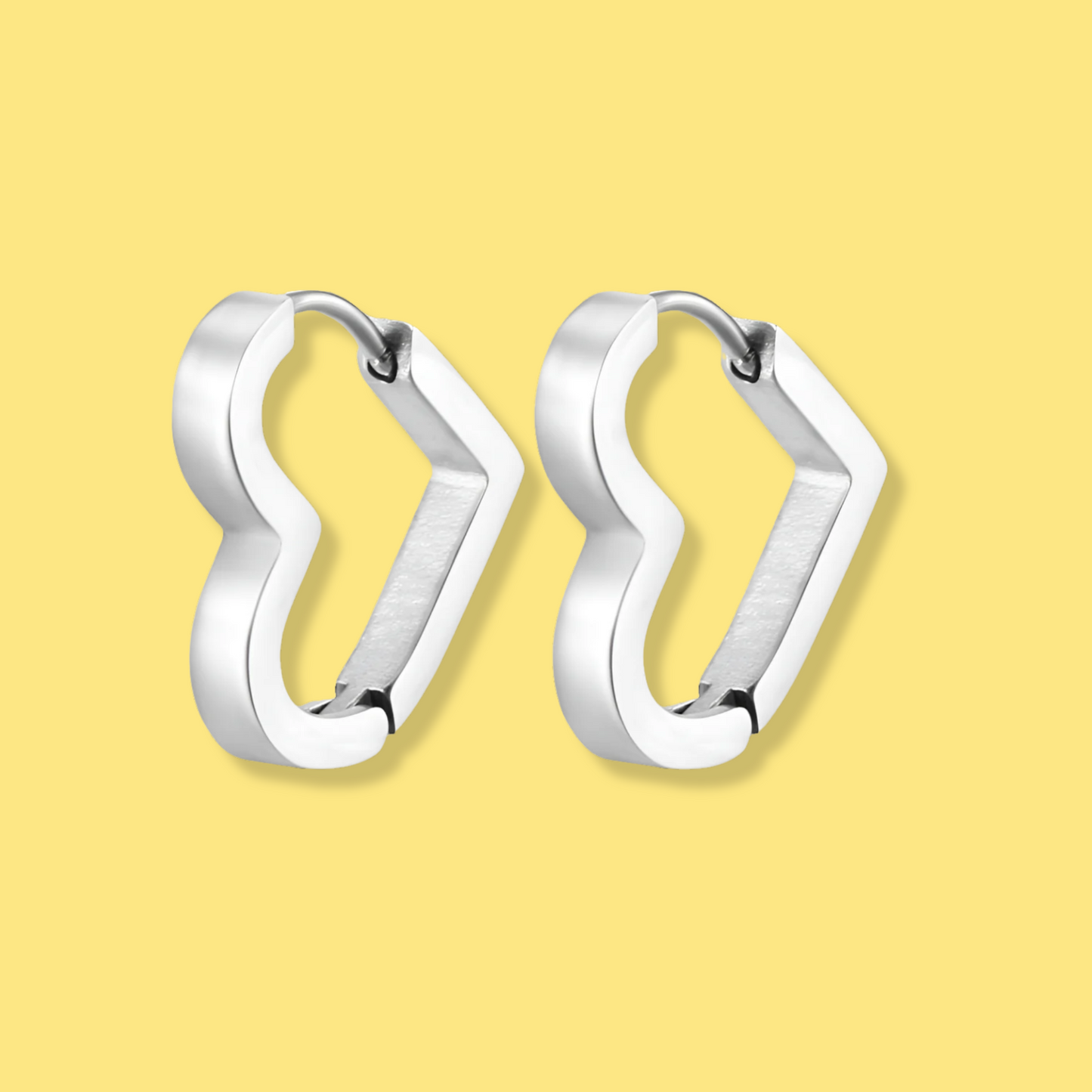 Aretes Arracada Corazón Plateado Acero Inoxidable 4E30