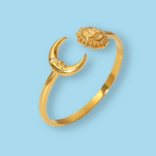 Anillo Dorado Luna Sol Acero Inoxidable  1xx4