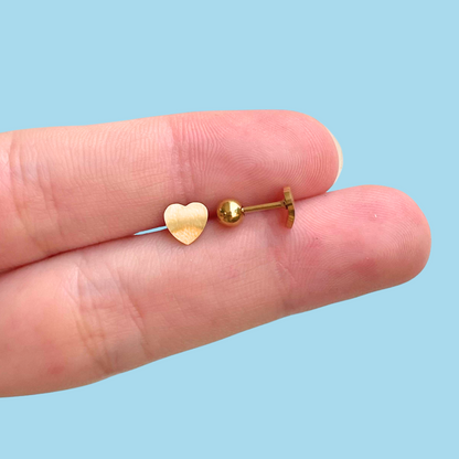 Piercing Corazón Plano Dorado Acero Inoxidable C667
